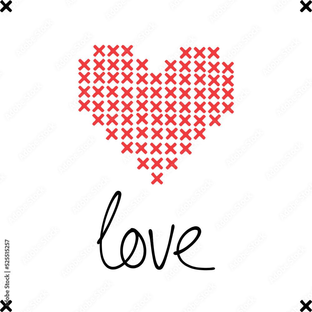 Heart pattern. cross stitch embroidery Heart pattern. cross stitch embroidery