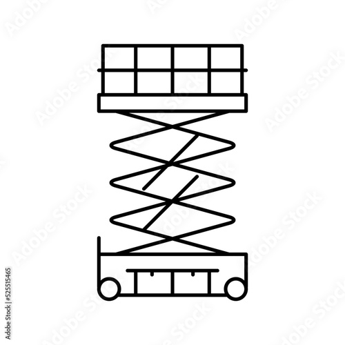 scissor lift construction car vehicle line icon vector illustration