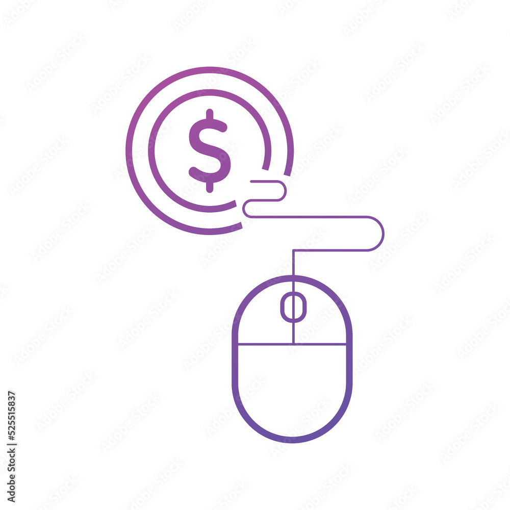 Pay per click icons. Concept for SEO, payment collection and web design. PPC icon gradient color