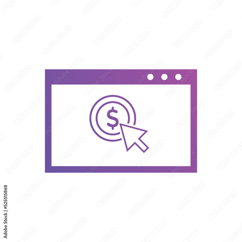Pay per click icons. Concept for SEO, payment collection and web design. PPC icon gradient color Pay per click icons. Concept for SEO, payment collection and web design. PPC icon gradient color