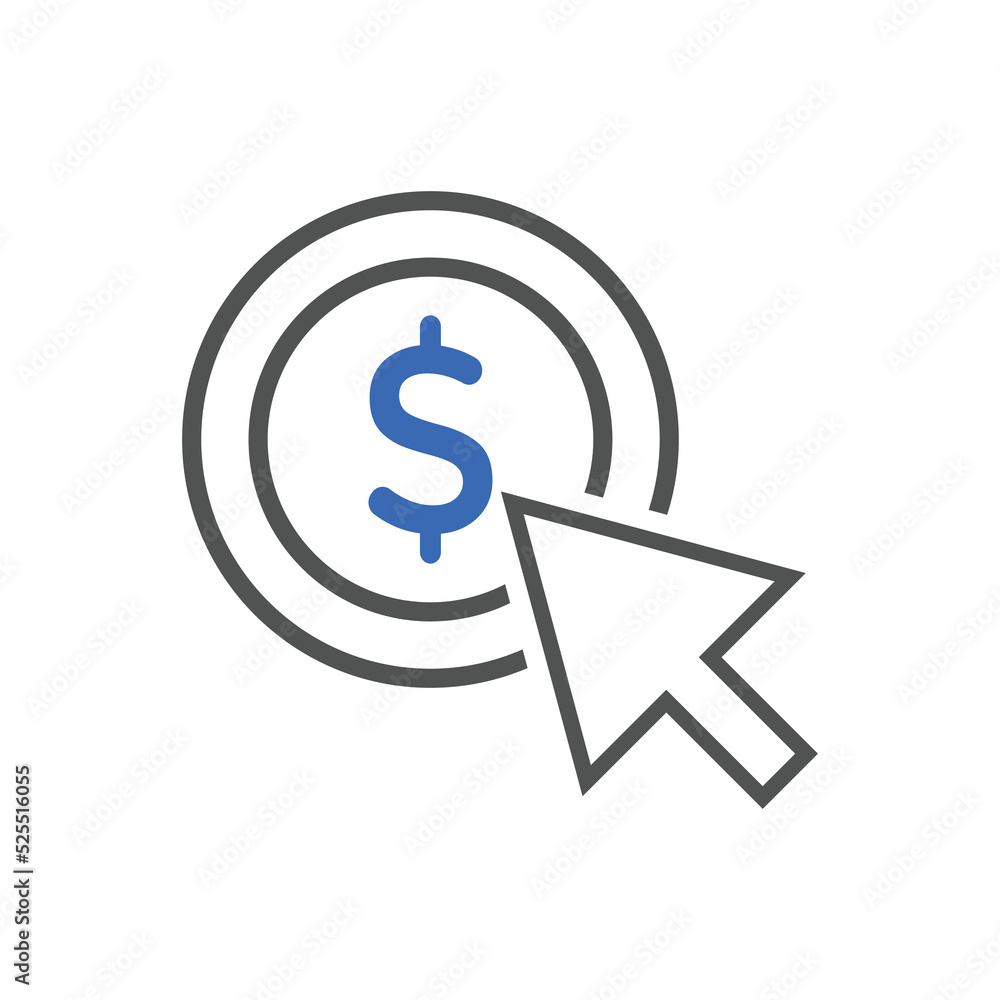 Pay per click icons. Concept for SEO, payment collection and web design. PPP icon Pay per click icons. Concept for SEO, payment collection and web design. PPP icon