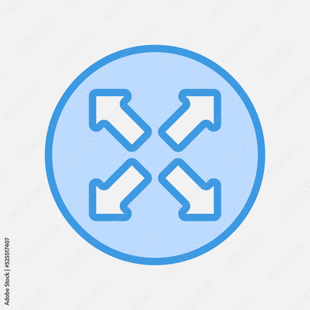 Maximize arrow icon in blue style, use for website mobile app presentation Maximize arrow icon in blue style, use for website mobile app presentation