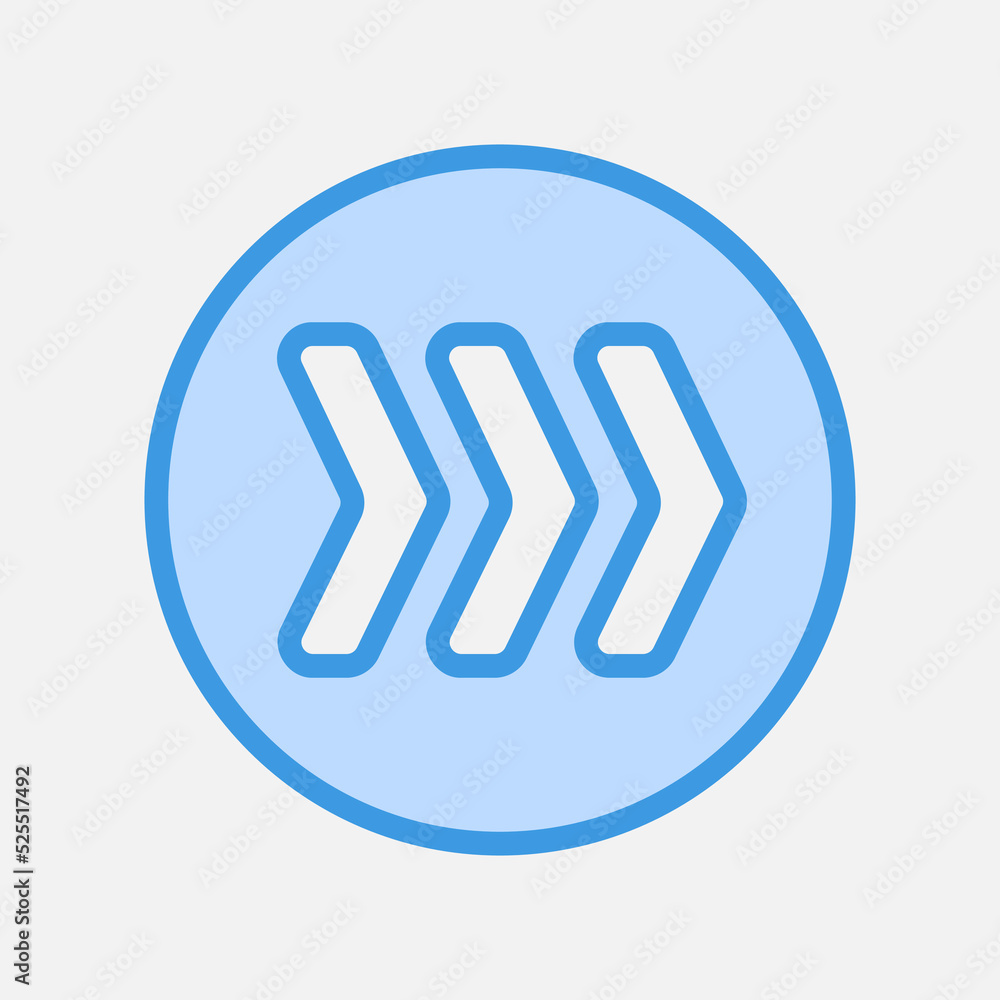 Fast forward arrow icon in blue style, use for website mobile app presentation