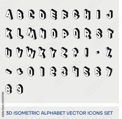 3D Isometric Alphabet Vector Icons Set. Premium Quality.