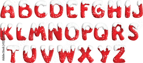 Watercolor Illustration set of Christmas Alphabet