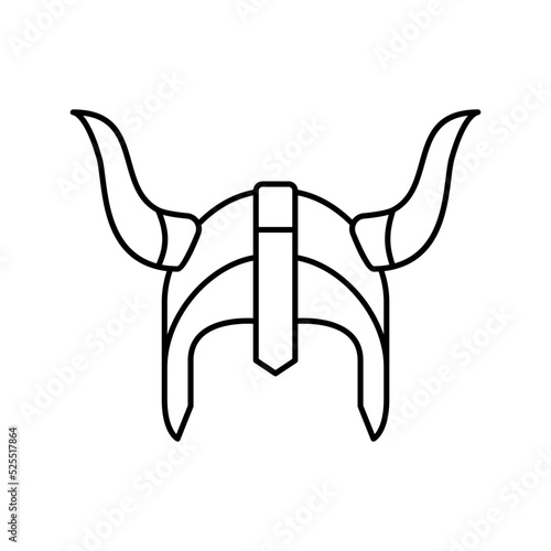 helmet viking warrior line icon vector illustration