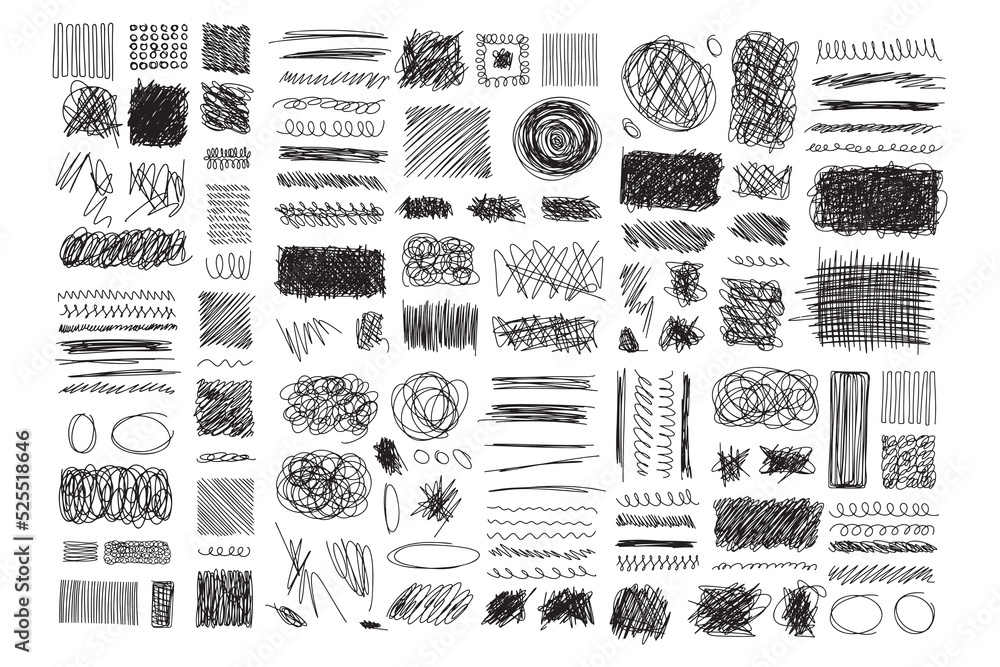 Set hand drawn texture scribble marker and ink patterns. Hand drawing  texture. Vector Stock Vector | Adobe Stock