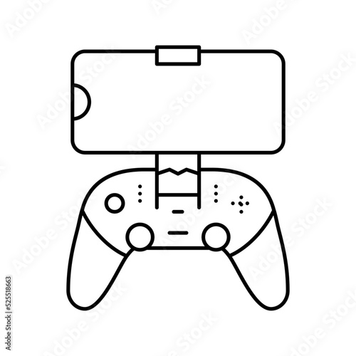 gamepad controller for phone line icon vector illustration