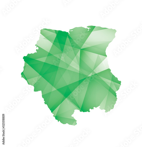 vector illustration of Suriname map with green colored  geometric shapes