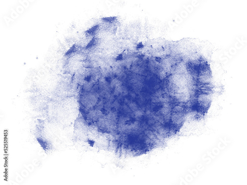 Blue abstract paint brush smudge with transparent background, isolated graphic design element made with brushstroke, hand drawn art for backgrounds, textures and frames, watercolor paint stain