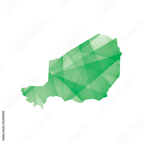 vector illustration of Niger map with green colored geometric shapes