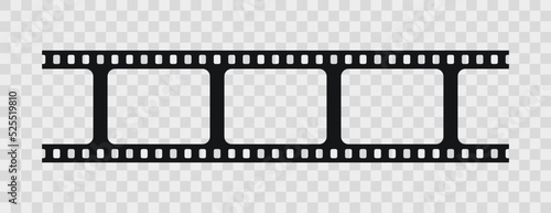 Old photo roll on transparent background. Seamless cinematic frame with slide. Vintage video tape seamless border. Retro camera reel. Close-up cinema strip. Vector illustration.