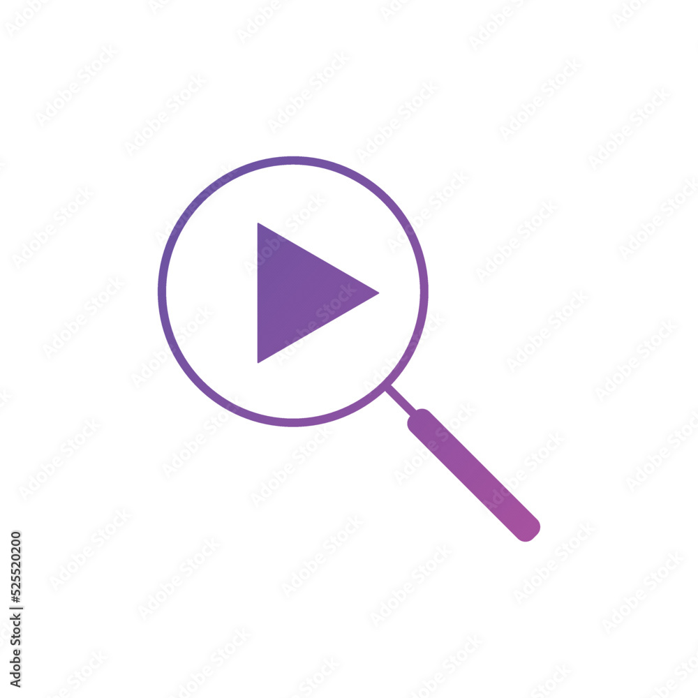 search video icon vector illustrations. Used for SEO or websites gradient color search video icon vector illustrations. Used for SEO or websites gradient color