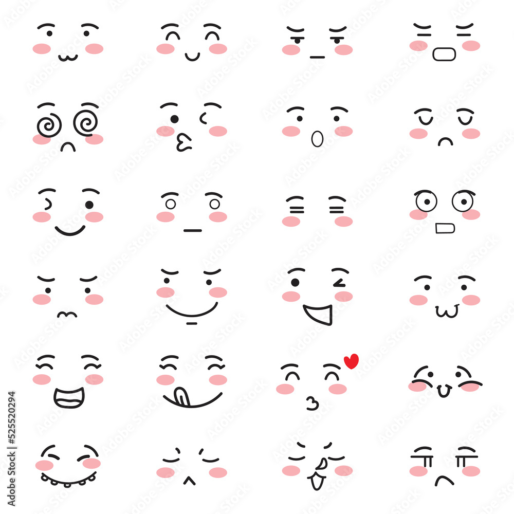 Fototapeta premium Set of expression emoticon face isolated on white background