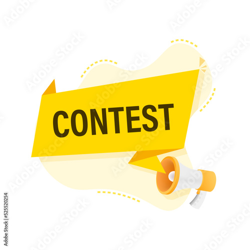 Megaphone with Contest speech bubble. Vector stock illustration.