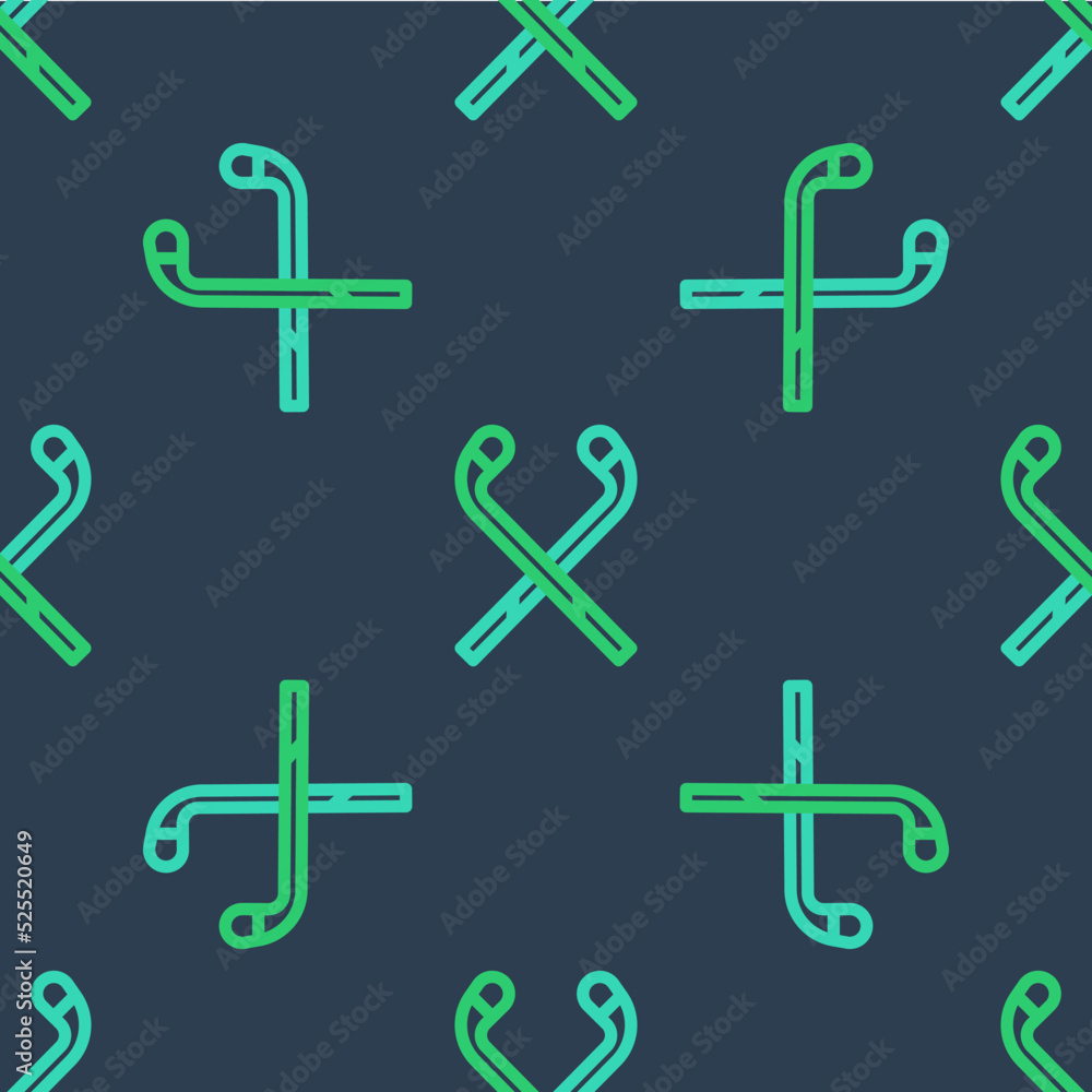 Line Ice hockey sticks icon isolated seamless pattern on blue background. Vector Line Ice hockey sticks icon isolated seamless pattern on blue background. Vector