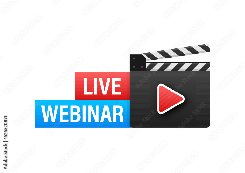 Naklejka premium Live Webinar Button, icon. Vector stock illustration
