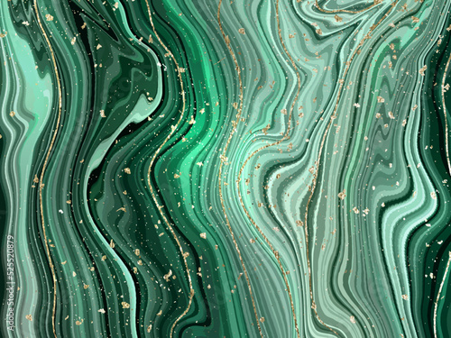 Green marble and gold abstract background texture. Agate stone wallpaper print design with natural mineral texture . Vector