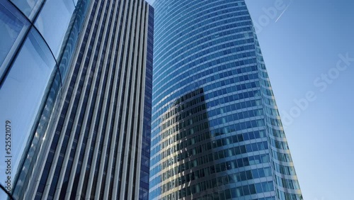 Wallpaper Mural Modern office high rise skyscraper buildings. City business district. Looking up at business buildings. Low angle view of business buildings. Paris France Torontodigital.ca