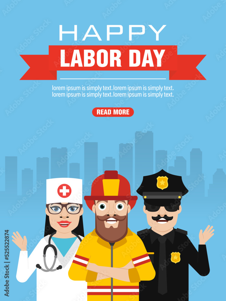 Happy Labor day design concept flat banner