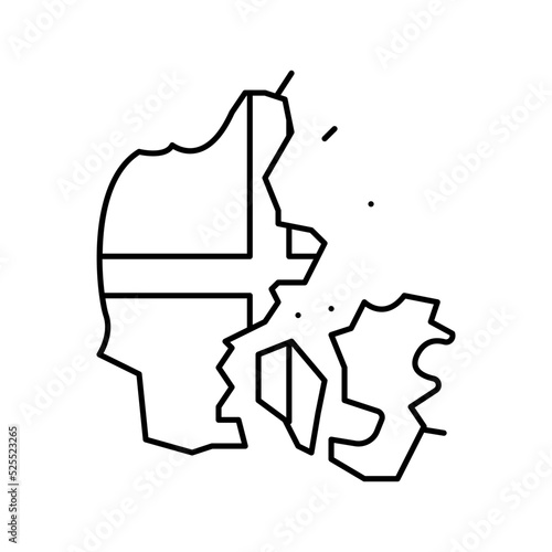 denmark country map flag line icon vector illustration