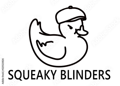 Squeaky Blinders funny cute angry rubber duck quote lettering line digital illustration