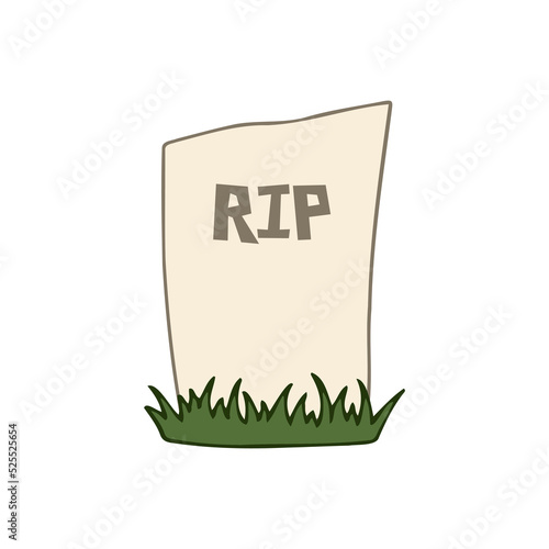 Halloween 2022 - October 31. A traditional holiday, the eve of All Saints Day, All Hallows Eve. Trick or treat. Vector illustration in hand-drawn doodle style. The grave of a dead man.