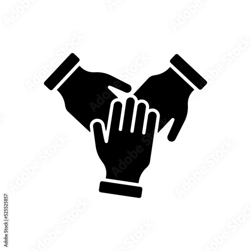 Teamwork Alliance Partnership Help Together Hand Silhouette Icon. Collaboration Group Team Job Black Pictogram. Company Participation Icon. Isolated Vector Illustration