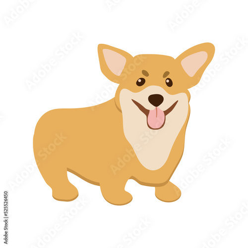 Happy cartoon puppy corgi. Cute little dog. Vector illustration isolated on white background.