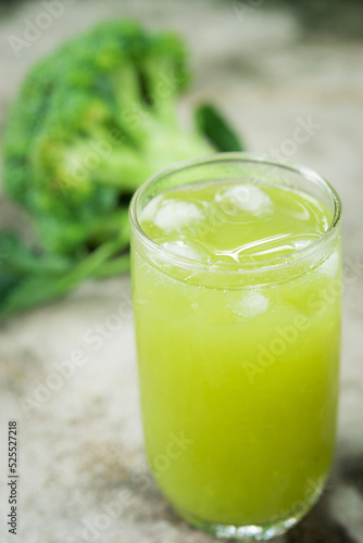 Glass of broccoli juice, broccoli Healthy drink,Green vegetable smoothie