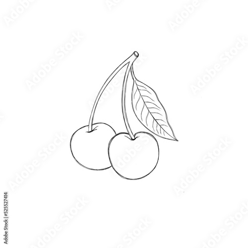 cherry berry - template for children's coloring, children's task to color the...