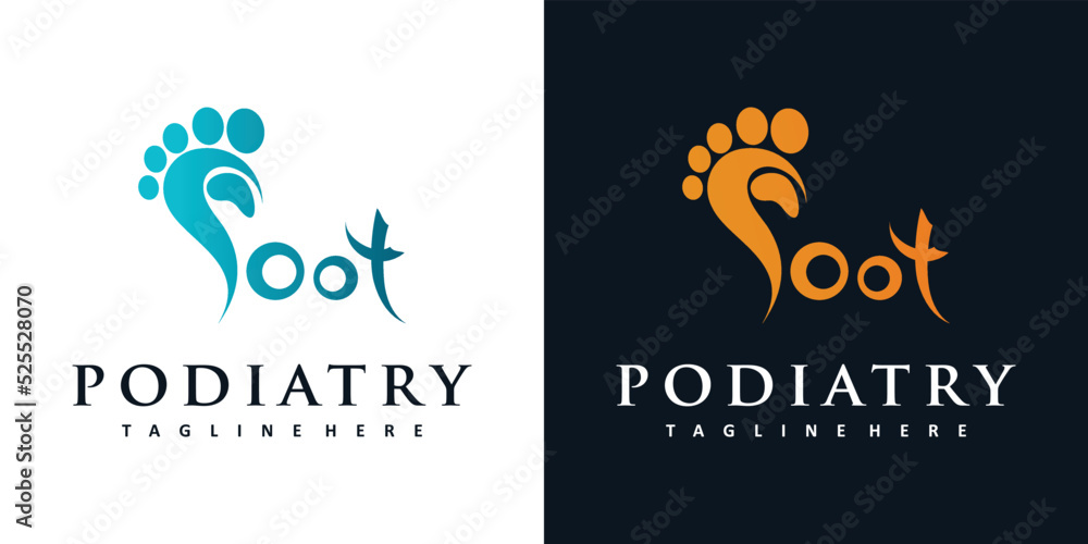 Podiatry logo design with simple concept premium vector