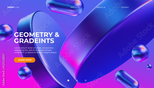 3D background with gradient geometric shapes. Eps10 vector.