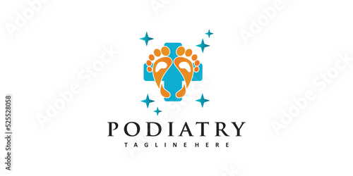 Podiatry logo design with simple concept premium vector