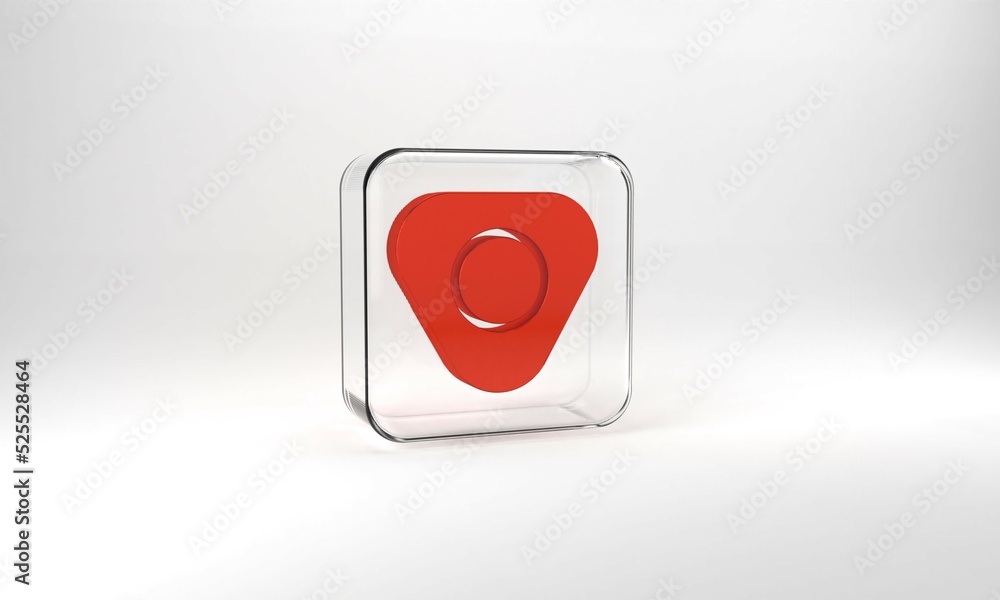 Red Sewing chalk icon isolated on grey background. Glass square button. 3d illustration 3D render