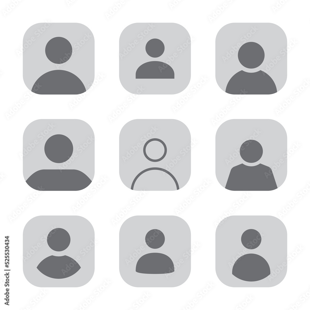 Social media default avatar profile icon set collection. Vector illustration Social media default avatar profile icon set collection. Vector illustration