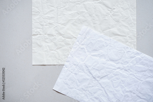 two white crumple paper texture can be use as background