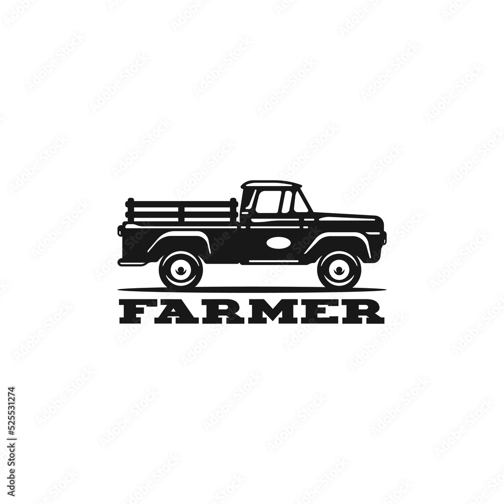 Farmer Pickup truck Sign modern logo design. Farmer Pickup truck Sign modern logo design.