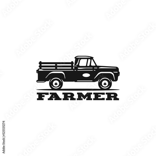 Farmer Pickup truck Sign modern logo design.
