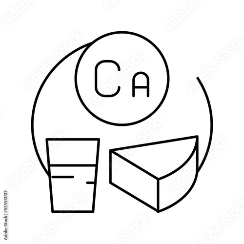 ca vitamin in dairy food line icon vector illustration