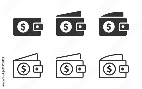 Wallet icon with dollar sign. Vector illustration.