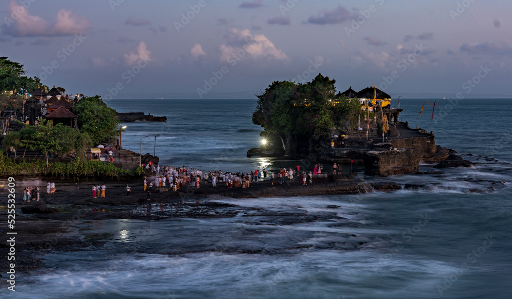 Tanah Lot at sunset in Bali Indonesia.
