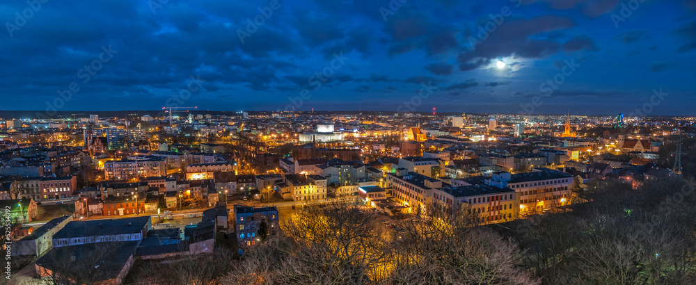 Fototapeta premium Panorama of Bydgoszcz from the water tower. Bydgoszcz, Kuyavian-Pomeranian Voivodeship, Poland.