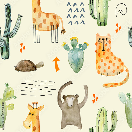 Photography Watercolor safari animals.