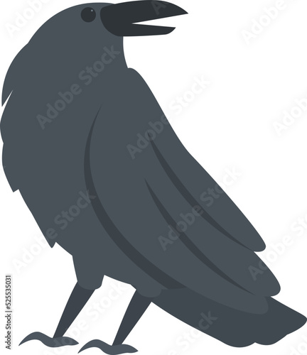 Crazy crow icon cartoon vector. Raven bird. Ink tree
