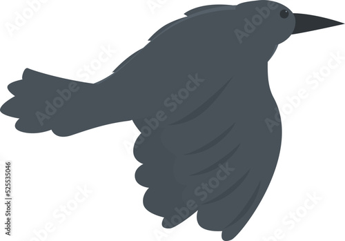 Fast fly crow icon cartoon vector. Raven bird. Ink flying