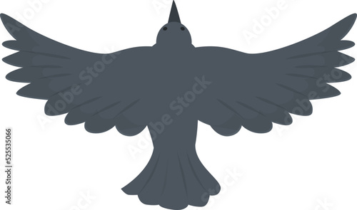 Top view fly crow icon cartoon vector. Flight art. Tree tattoo
