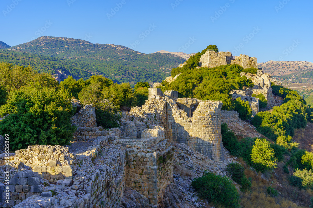 Medieval Nimrod fortress, with nearby landscape, the Golan Heights