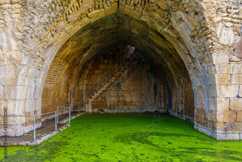 Ancient water reservoir in the medieval Nimrod fortress, Golan Heights photo