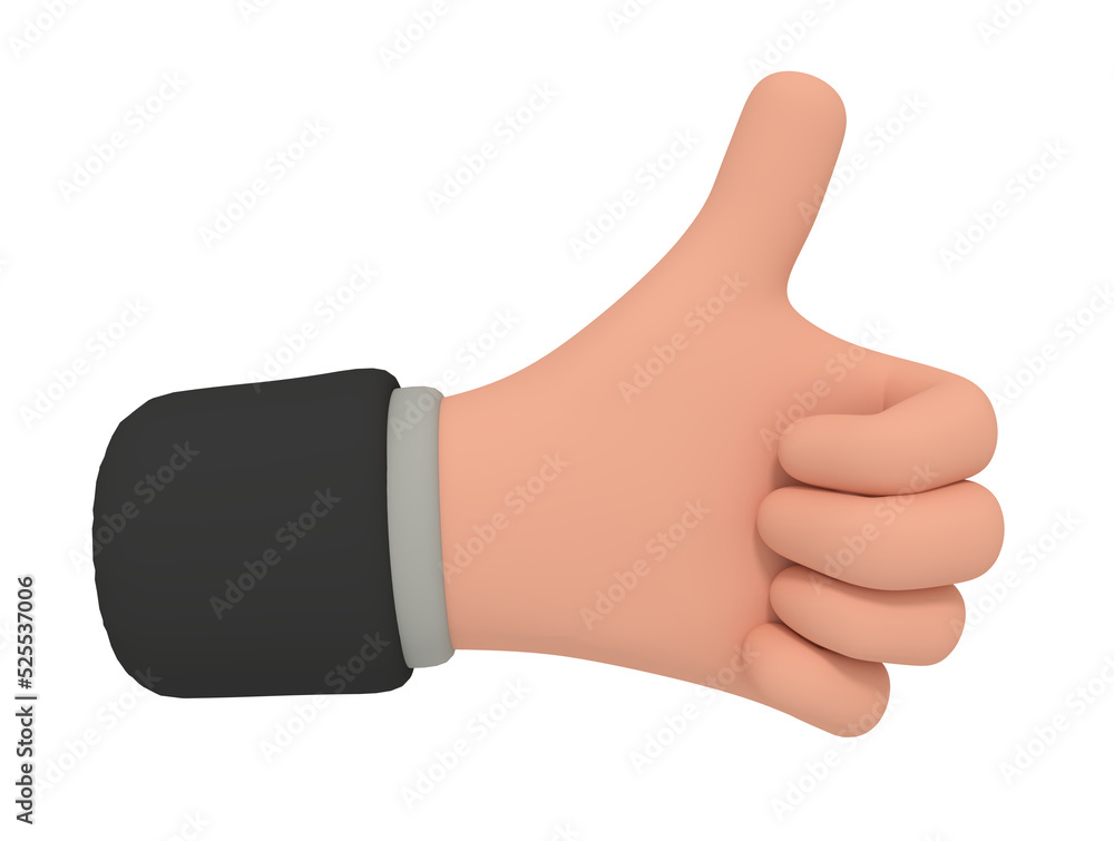 3d illustration of cartoon hand making thumb up gesture 3d illustration of cartoon hand making thumb up gesture